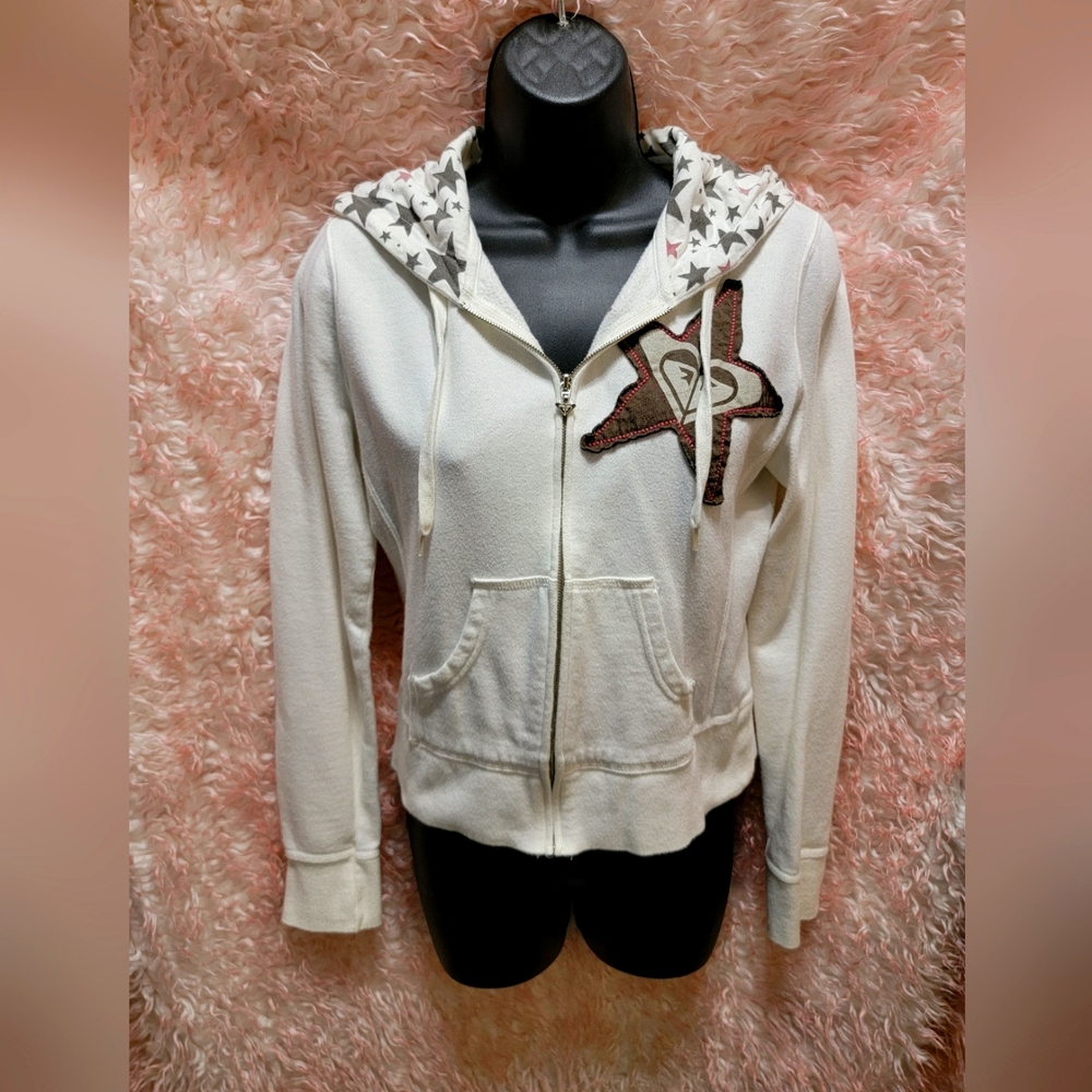 Vintage Womens Roxy zip up hoodie sz M white